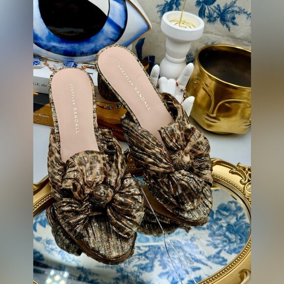 🆕 LOEFFLER RANDALL 🧿 NWOB Emilia Heeled Mules, Metallic Leopard, Sz 7 SAMPLE - Picture 13 of 15